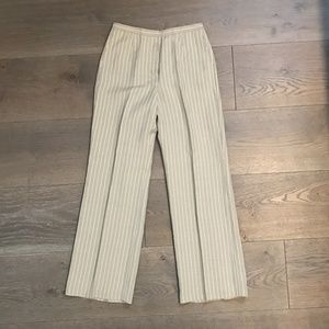 Talbots Tan Linen Blend Tan Pinstripe Dress Pant